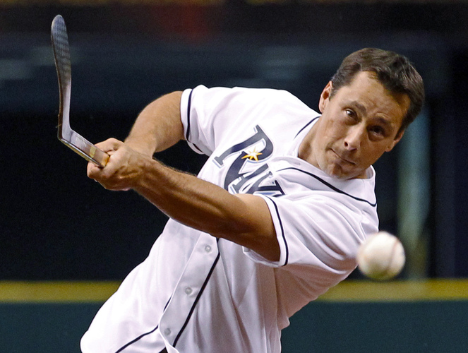 Video: Guy Boucher Wrists the First Pitch